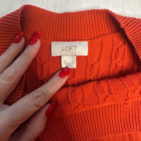 LOFT Burnt Orange Cable Knit Cotton Sweater – Medium - Picture 6 of 7